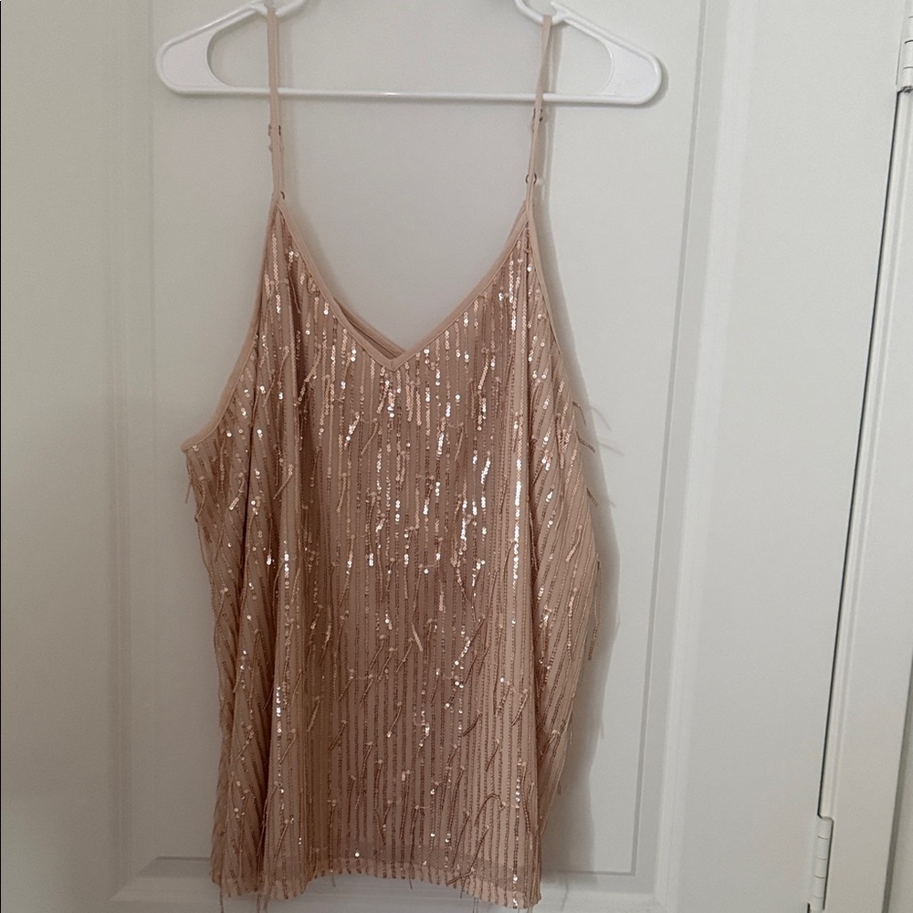 Sequin Beige Tank Top